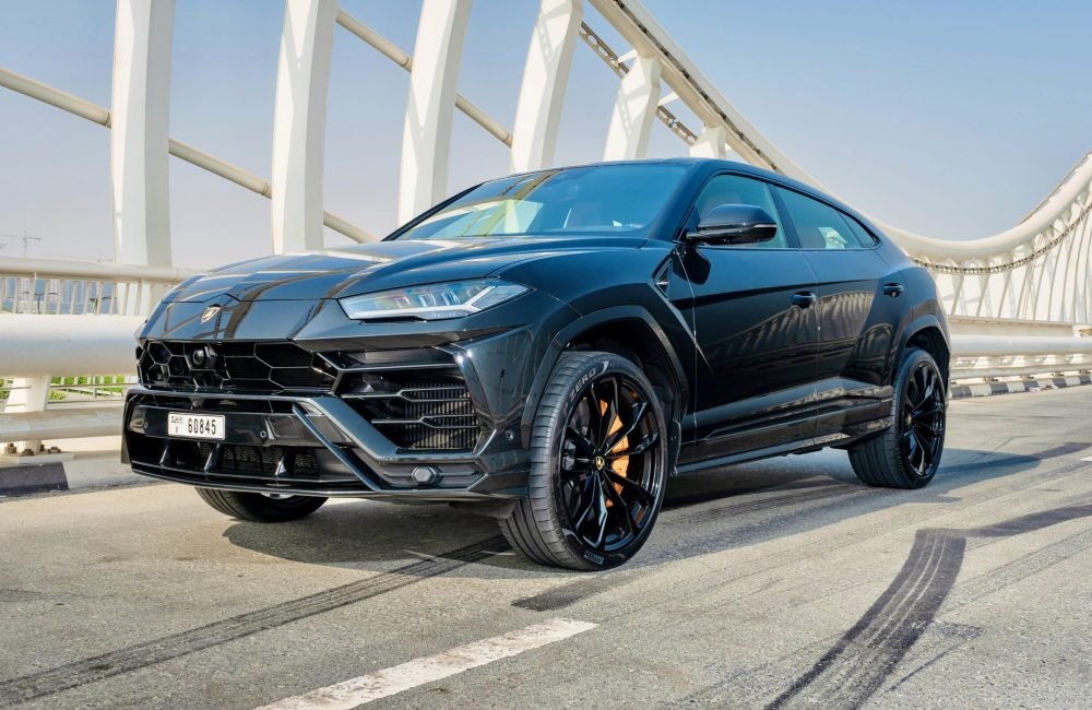 Luxurious black Lamborghini Urus 2020 for rent in Dubai combining supercar performance with SUV versatility and premium comfort