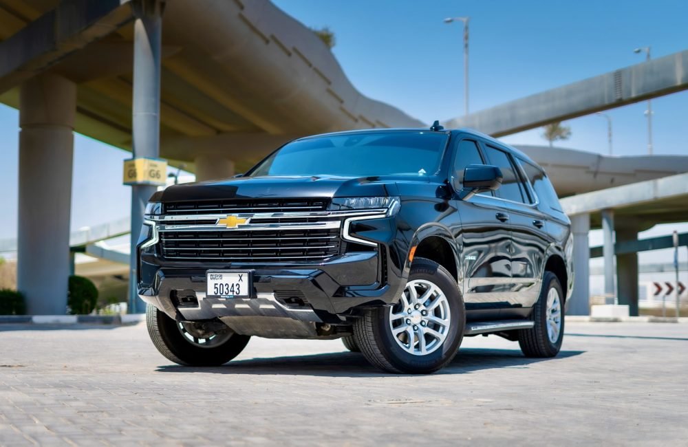 Luxurious black Chevrolet Tahoe 2021 for rent in Dubai combining spacious interior versatile performance and modern design