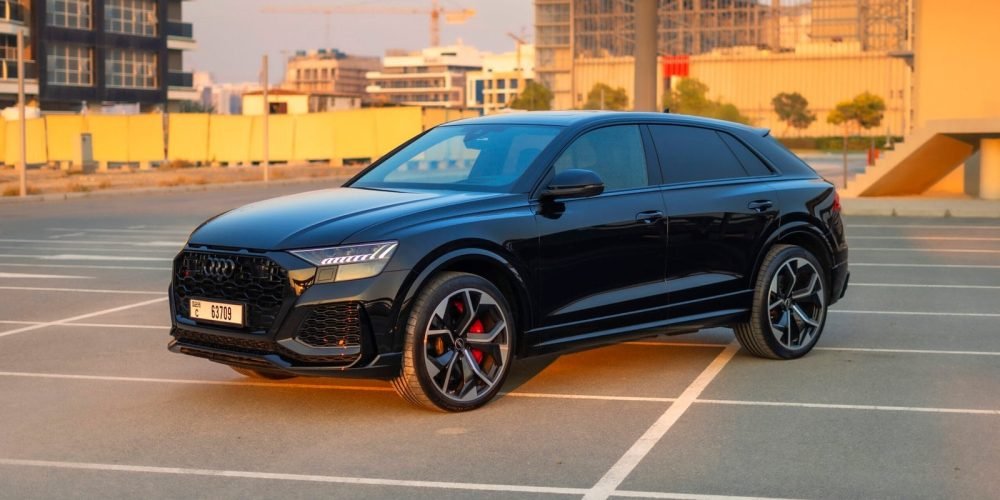Exclusive black Audi RSQ8 2023 for rent in Dubai combining luxury style and exceptional performance