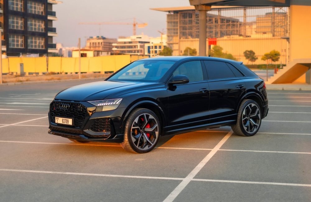 Exclusive black Audi RSQ8 2023 for rent in Dubai combining luxury style and exceptional performance
