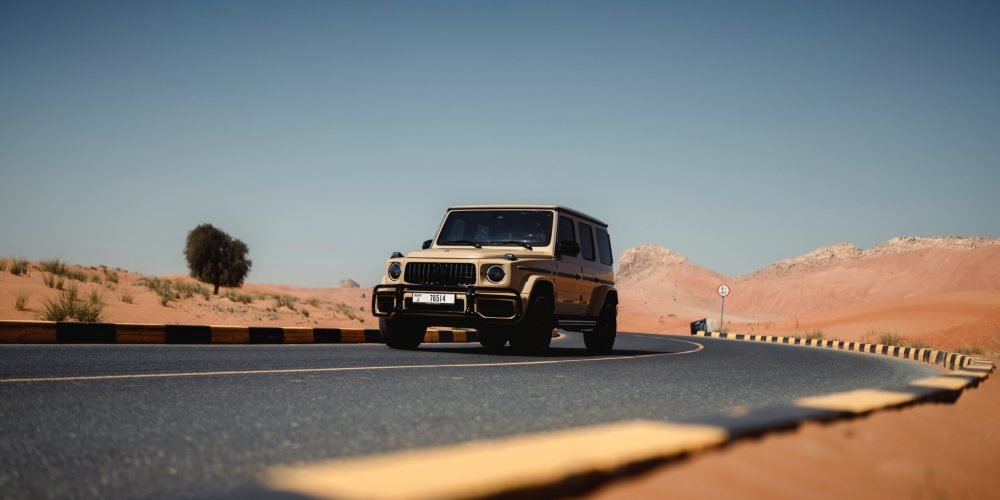 Elegant beige Mercedes Benz G63 AMG for rent in Dubai offering a unique blend of luxury powerful performance and iconic design for a premium driving experience