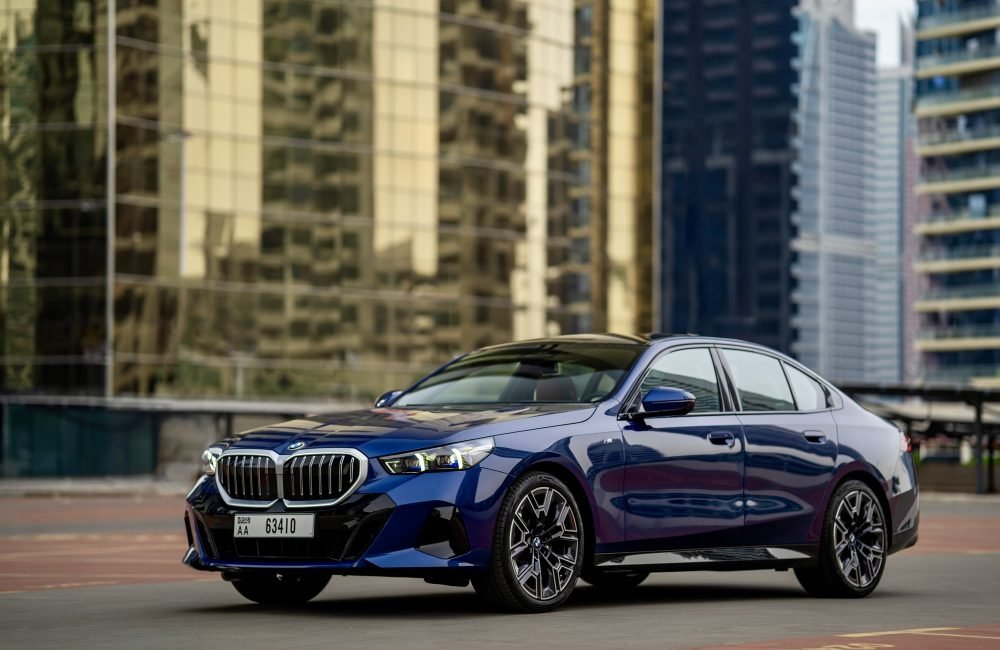 Stylish blue BMW 520 2024 for rent in Dubai offering modern luxury advanced technology and smooth performance for a premium driving experience