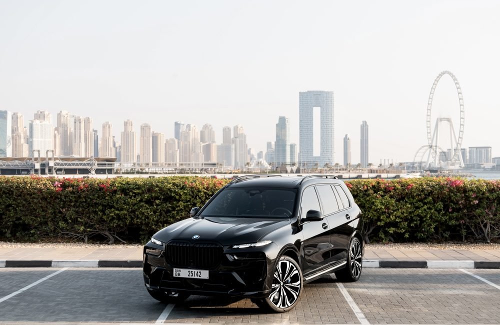 Elegant black BMW X7 2023 for rent in Dubai offering luxurious comfort advanced technology and powerful performance for an exceptional driving experience