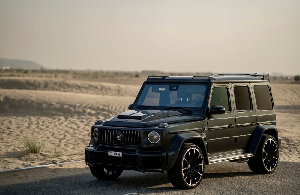 Powerful black Mercedes Brabus G800 for rent in Dubai offering unmatched luxury high-performance engineering and an aggressive design for an elite driving experience