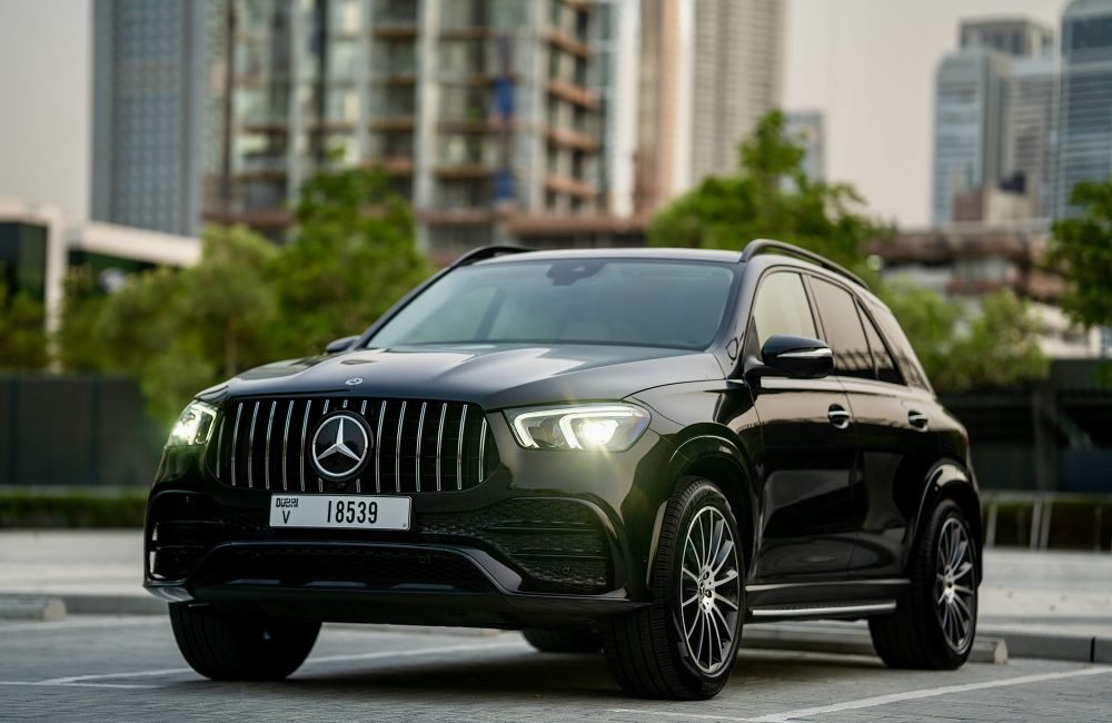 Elegant black Mercedes GLE 350 for rent in Dubai offering luxurious comfort advanced technology and powerful performance for a premium driving experience